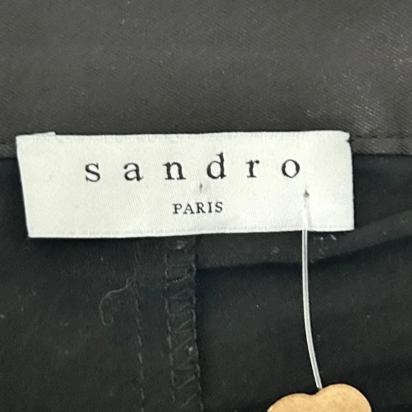 Sandro Black Satin Ruffle Belted Midi Skirt Size 2 - Picture 4 of 11